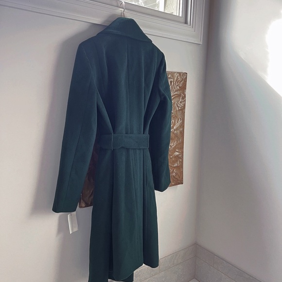 Dark Green (Forest) Cole Haan Collar Wrap Coat w/ Belt - Picture 9 of 10